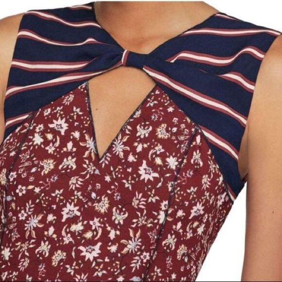 Bcbgmaxazria Sleeveless Mixed-Print Asymmetric Midi Maxi Dress Red Floral XS - Picture 5 of 9